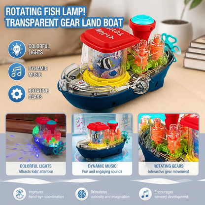 Light-Up Gear Boat – Musical Electric Toy Boat for Kids