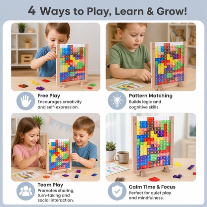 3D Colour Block Puzzle with Wooden Frame – Montessori Learning Toy