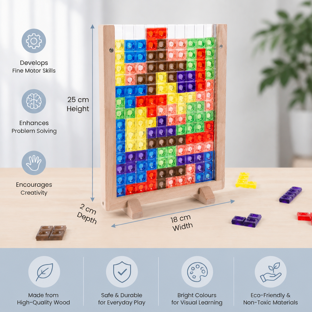 3D Colour Block Puzzle with Wooden Frame – Montessori Learning Toy