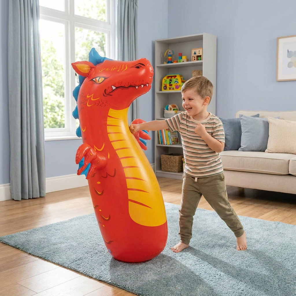 Kids Inflatable Punching Bag – Animal Design with Water-Filled Base