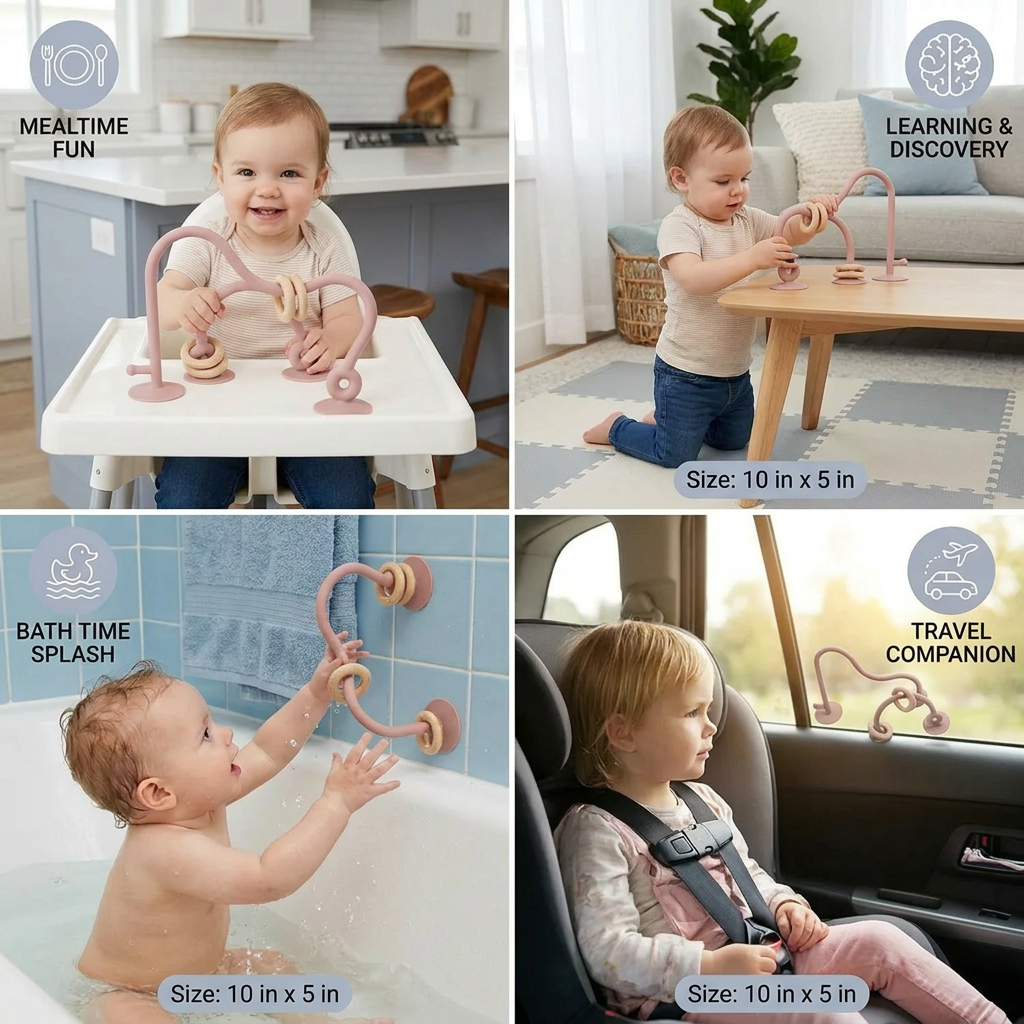 Silicone Baby Activity Toy – Suction Cup Learning Toy for Table & High Chair