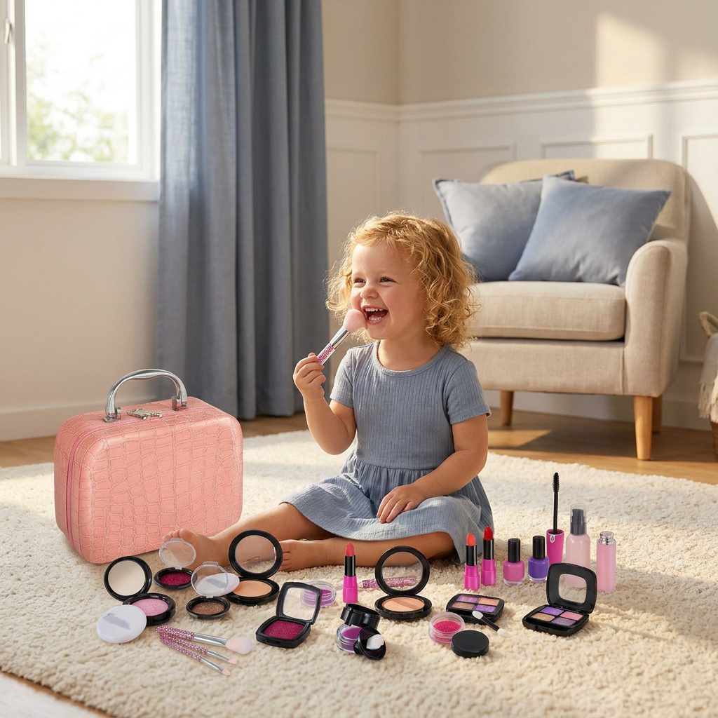 Make-up Play Set for Girls – Safe Kids Cosmetic Set with Practical Bag