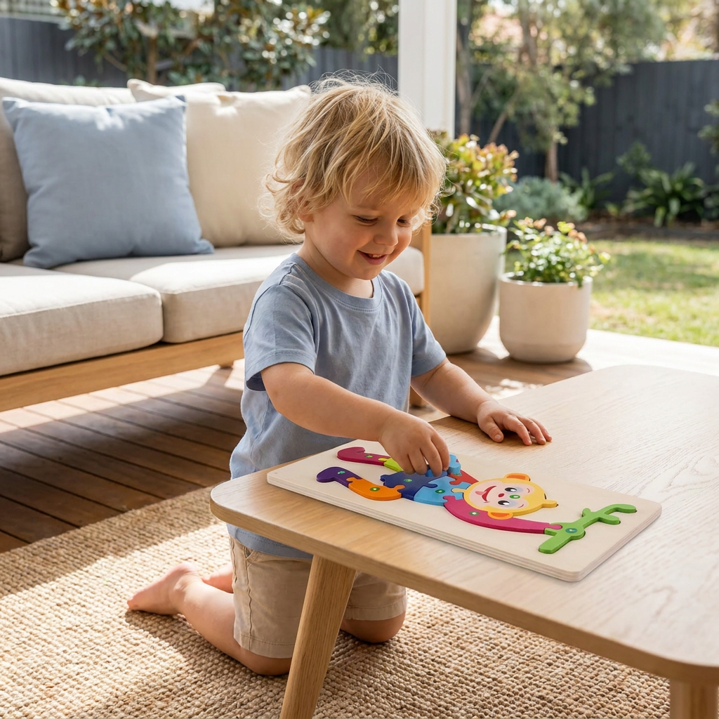 Wooden Puzzle Set for Kids – Number & Animal Learning Jigsaw Toy