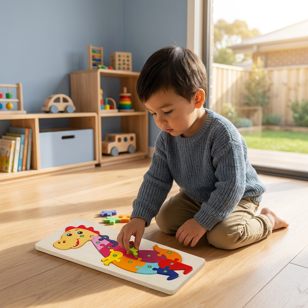 Wooden Puzzle Set for Kids – Number & Animal Learning Jigsaw Toy