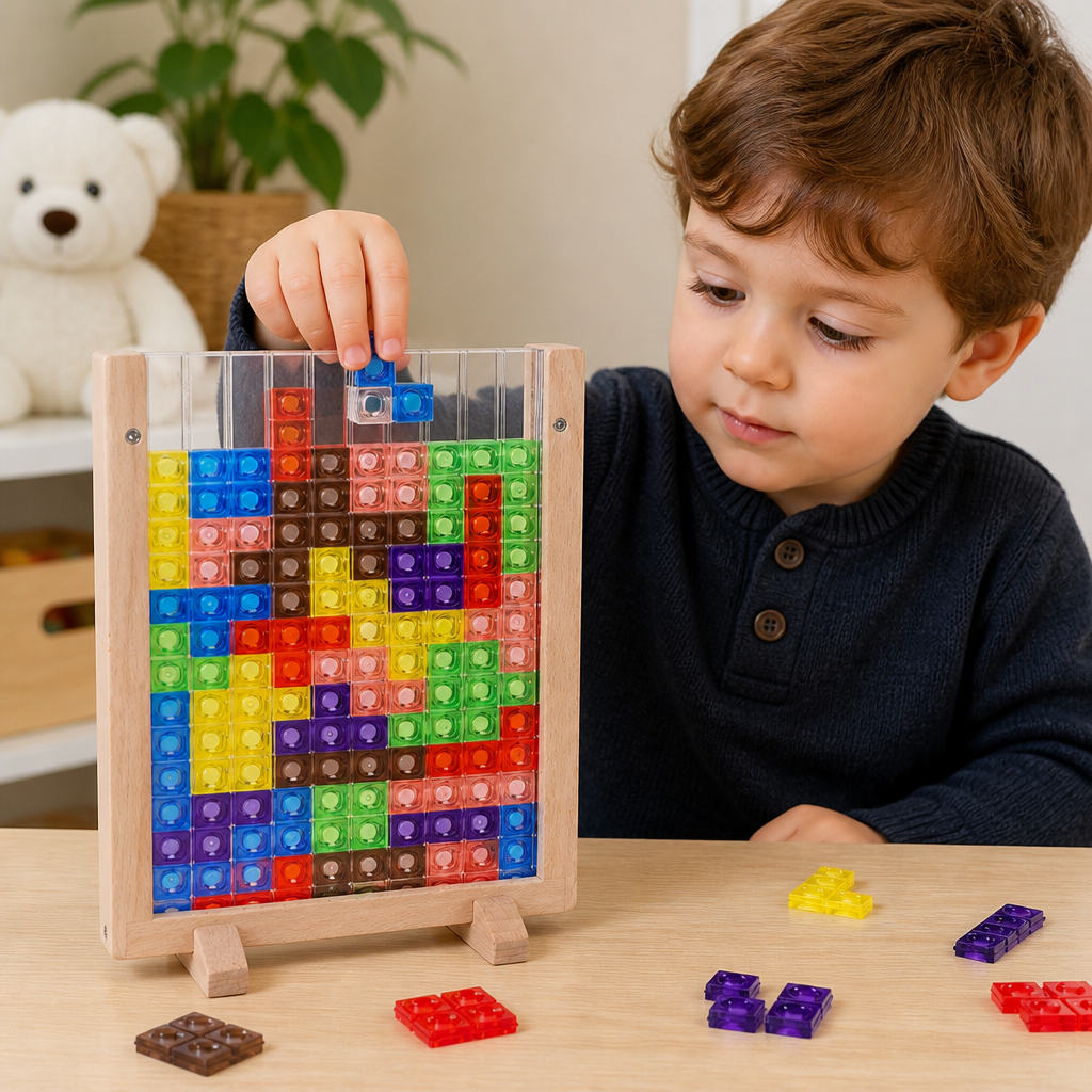 3D Colour Block Puzzle with Wooden Frame – Montessori Learning Toy