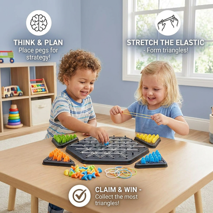 Rubber band triangle chess family game