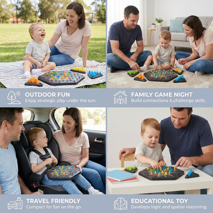 Rubber band triangle chess family game
