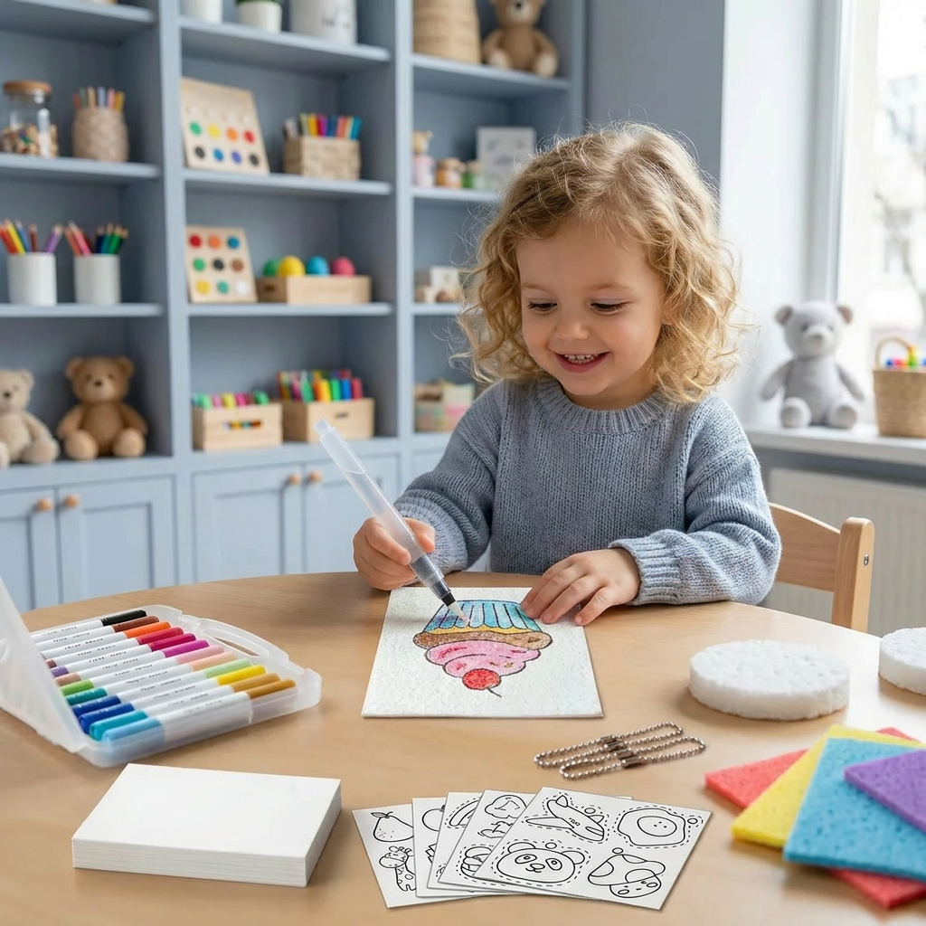 Creative Sponge Painting Art Set for Kids – DIY Bubble Effect Craft Kit