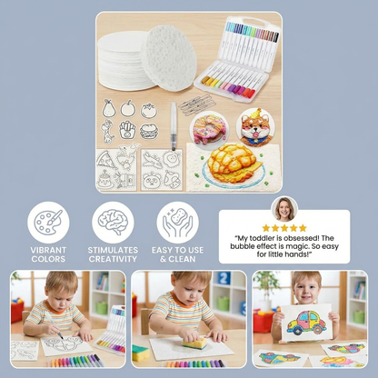 Creative Sponge Painting Art Set for Kids – DIY Bubble Effect Craft Kit