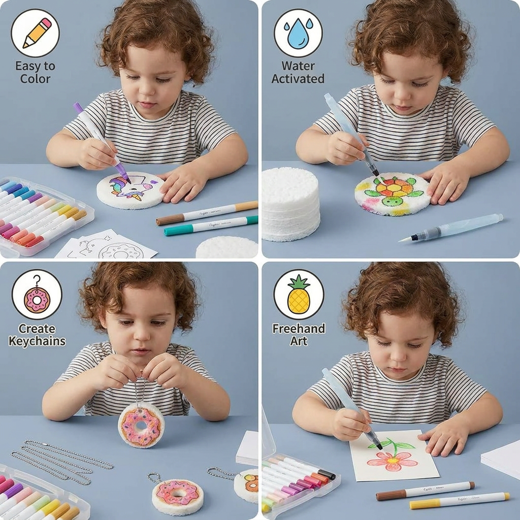 Creative Sponge Painting Art Set for Kids – DIY Bubble Effect Craft Kit