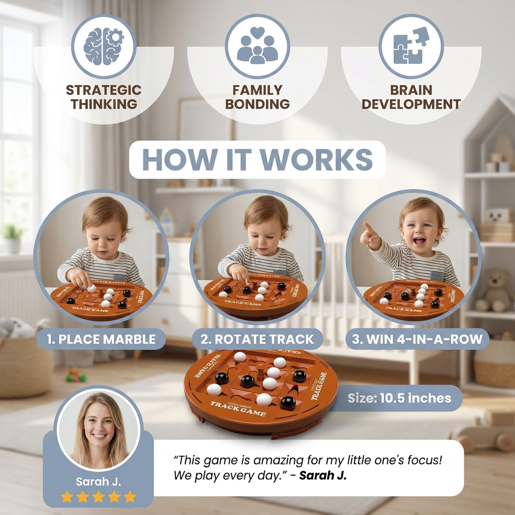Rotating Logic Strategy Game – 4-in-a-Row Family Brain Teaser