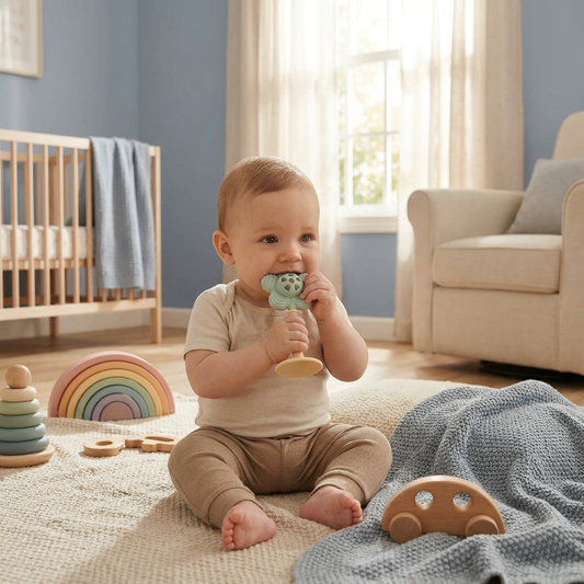 Flower Silicone Teether & Rattle – Gentle BPA-Free Teething Toy for Babies