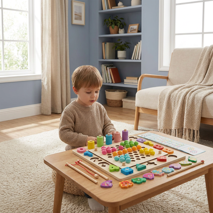 6-in-1 Montessori Wooden Fishing Game – Numbers, Colours & Fine Motor Skills Learning Toy for Kids