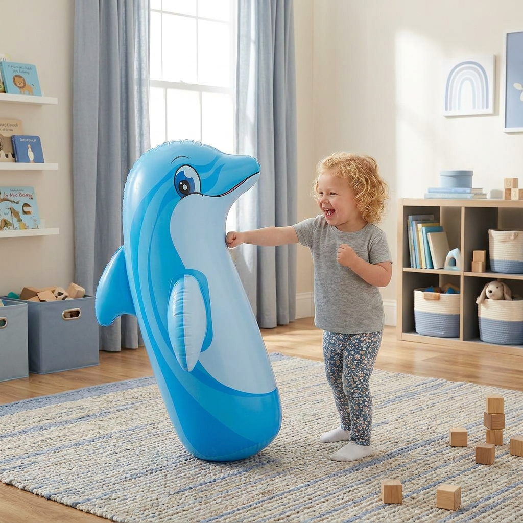 Kids Inflatable Punching Bag – Animal Design with Water-Filled Base