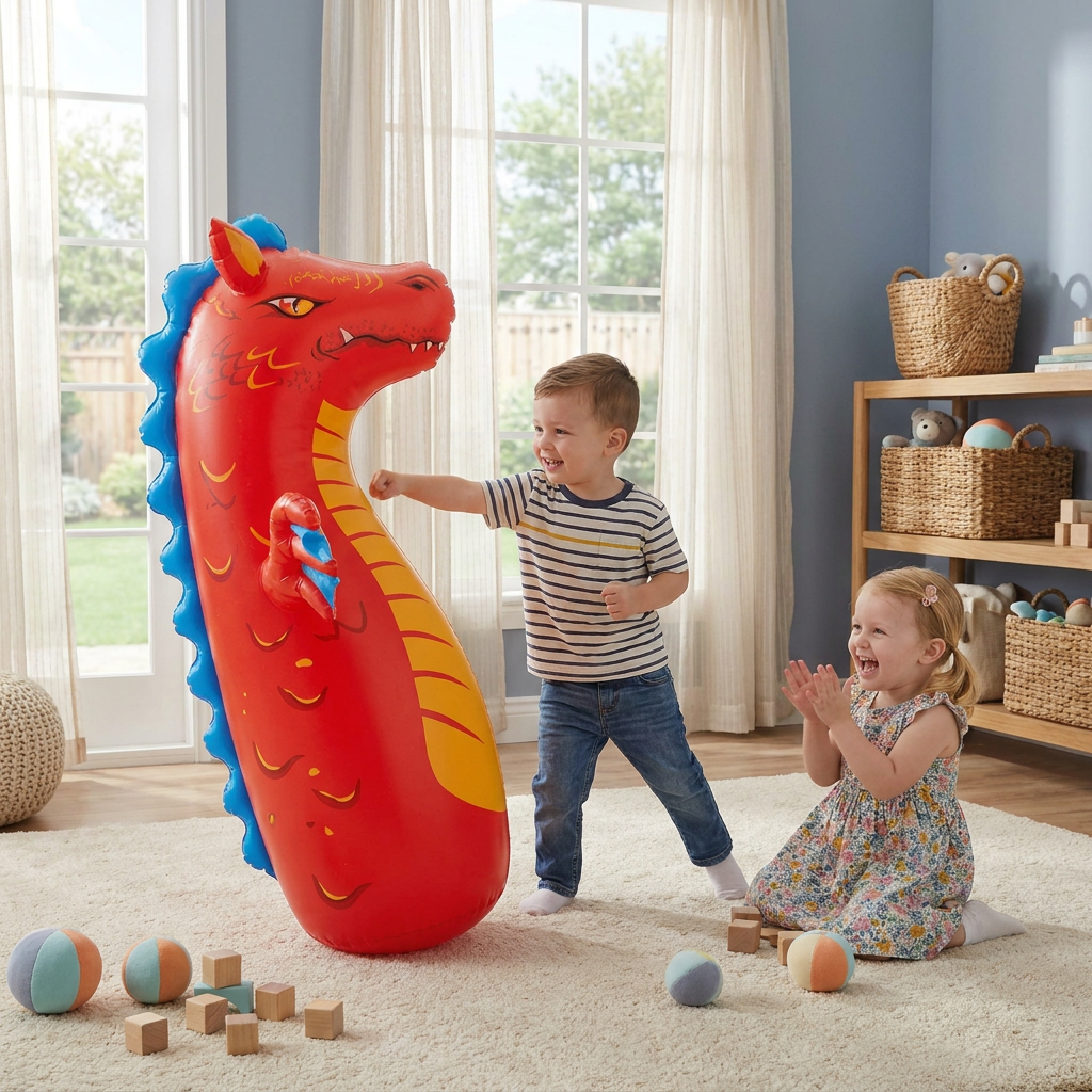 Kids Inflatable Punching Bag – Animal Design with Water-Filled Base