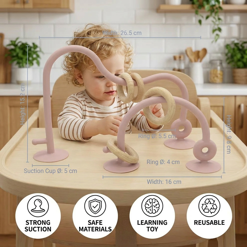 Silicone Baby Activity Toy – Suction Cup Learning Toy for Table & High Chair