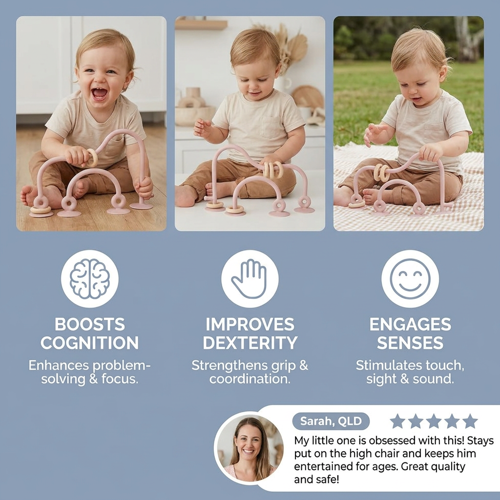 Silicone Baby Activity Toy – Suction Cup Learning Toy for Table & High Chair