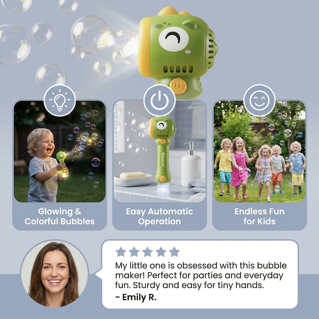 Light-Up Bubble Wand for Kids – Automatic Bubble Maker