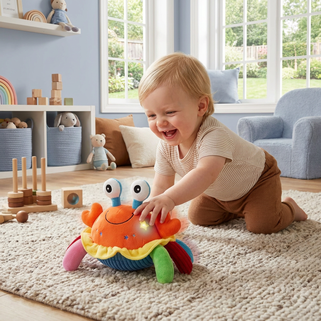 Interactive Musical Crab with Voice Function – Moving Educational Toy for Babies