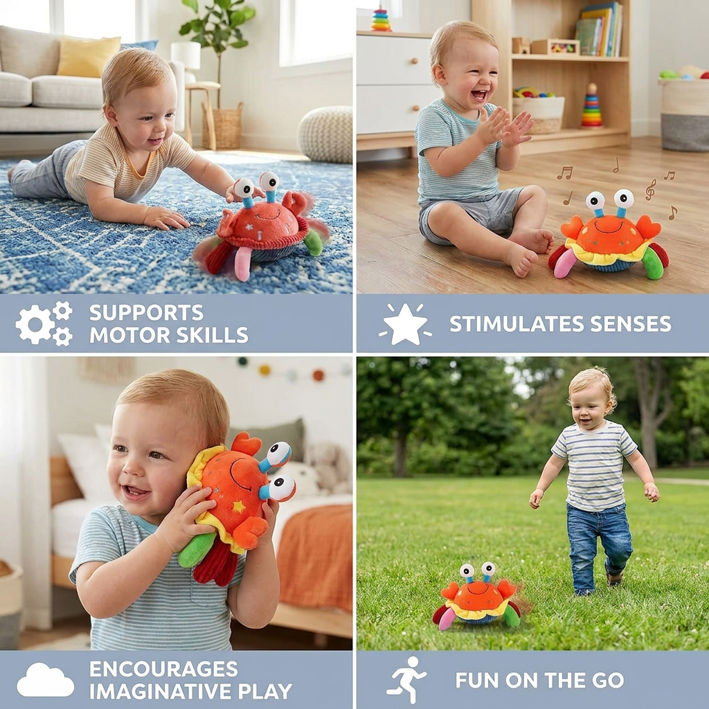 Interactive Musical Crab with Voice Function – Moving Educational Toy for Babies