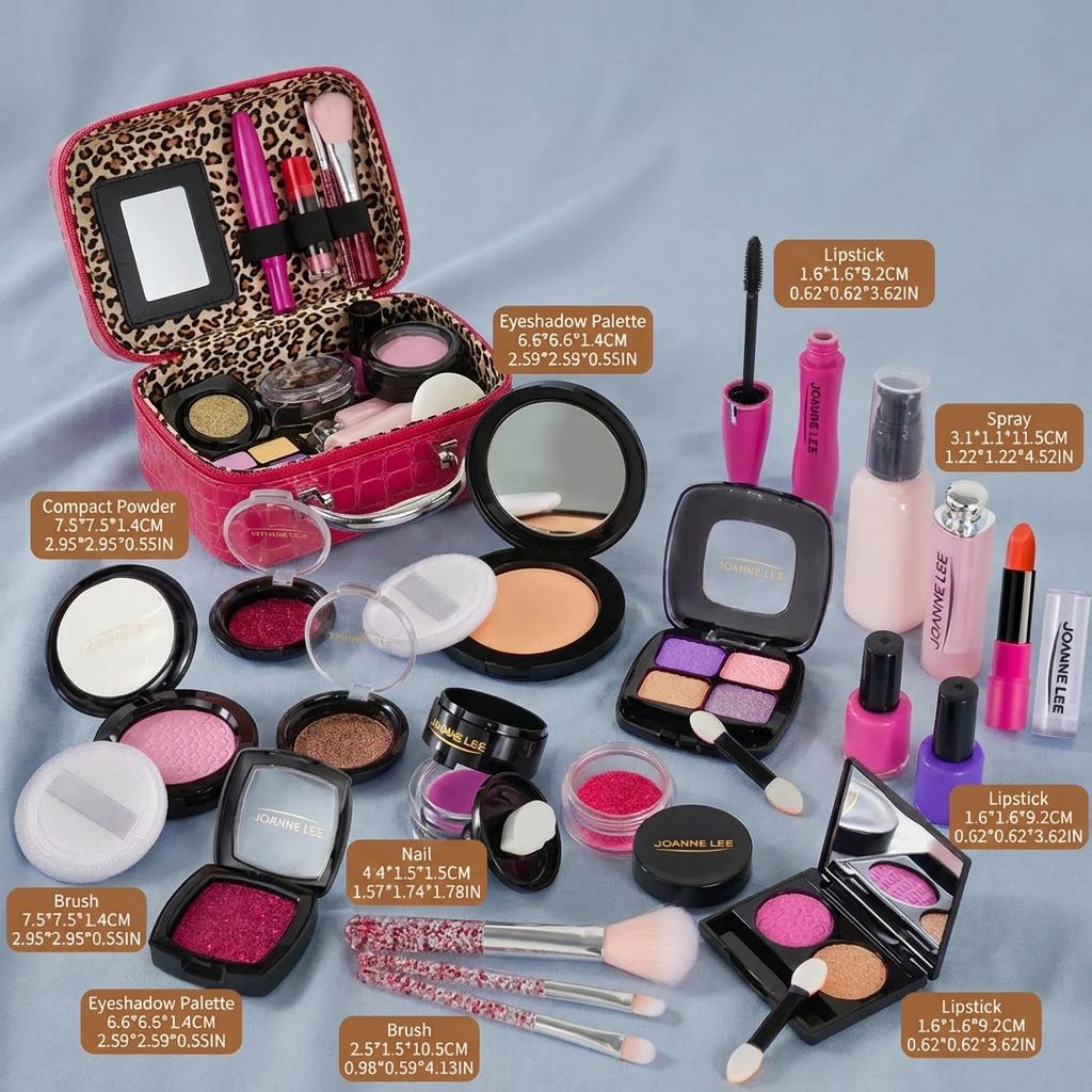 Make-up Play Set for Girls – Safe Kids Cosmetic Set with Practical Bag