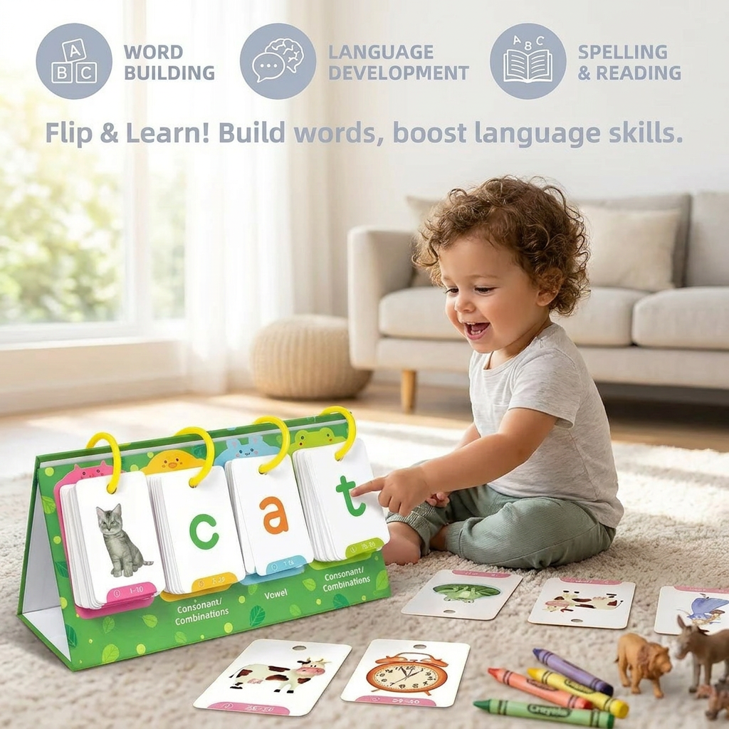Learning Card Set for Kids – Flashcards for Word Building & Language Development