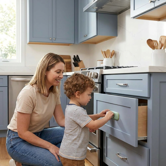 2-Pack Child Safety Locks for Cabinets, Fridge & Drawers – Multi-Purpose Safety Latches for Babies & Kids