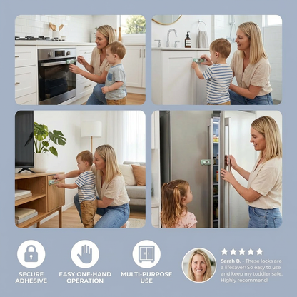 2-Pack Child Safety Locks for Cabinets, Fridge & Drawers – Multi-Purpose Safety Latches for Babies & Kids