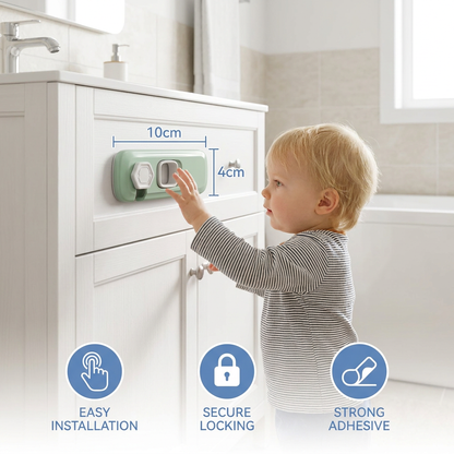 2-Pack Child Safety Locks for Cabinets, Fridge & Drawers – Multi-Purpose Safety Latches for Babies & Kids