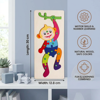 Wooden Puzzle Set for Kids – Number & Animal Learning Jigsaw Toy