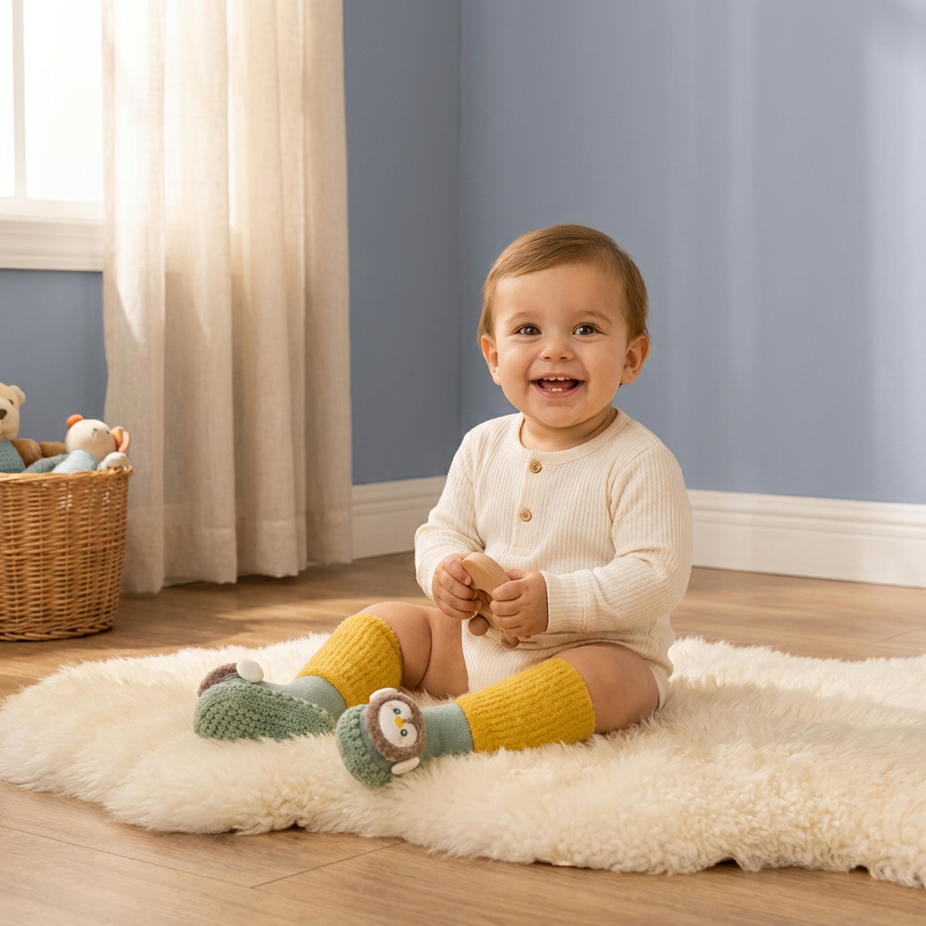 Warm Baby Non-Slip Socks – Lined Knee-High Socks with Cute Design for Babies & Toddlers