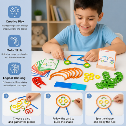 Educational Montessori Sticks and Rings Building Blocks