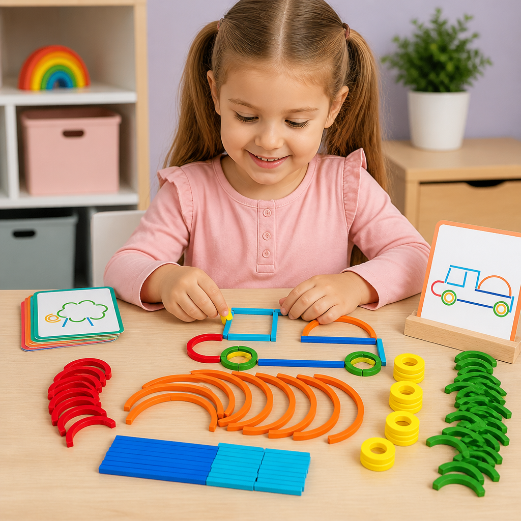Educational Montessori Sticks and Rings Building Blocks