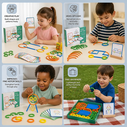 Educational Montessori Sticks and Rings Building Blocks