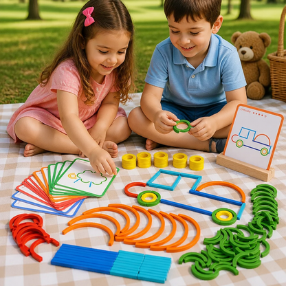 Educational Montessori Sticks and Rings Building Blocks