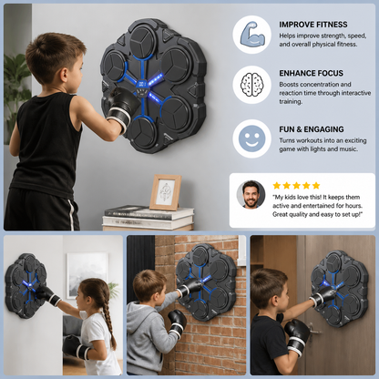 Bluetooth Music Boxing Trainer – Interactive Wall Punching Target with Lights & Sound