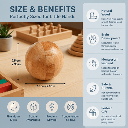 Montessori 3D Wooden Brain Puzzle - Early Learning Toy