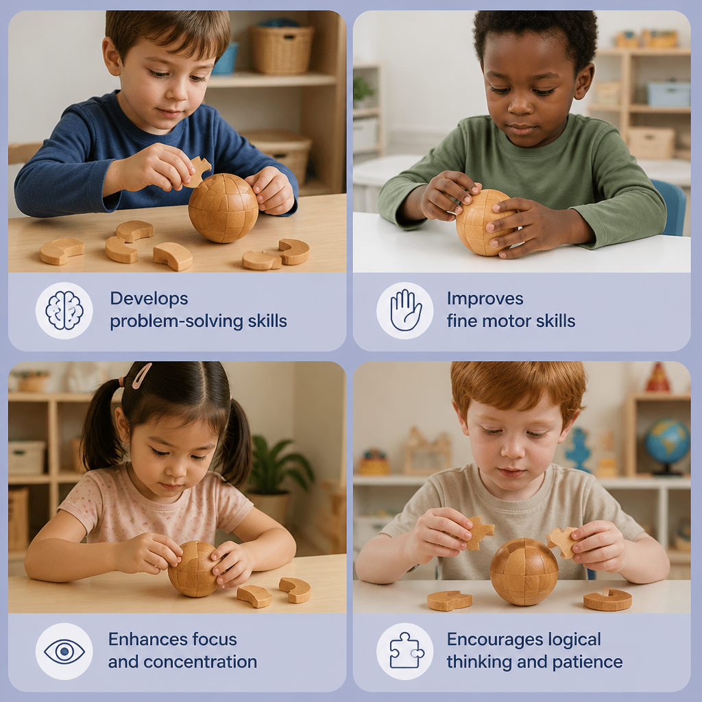 Montessori 3D Wooden Brain Puzzle - Early Learning Toy