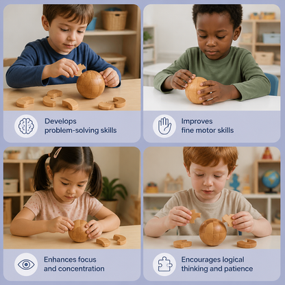 Montessori 3D Wooden Brain Puzzle - Early Learning Toy