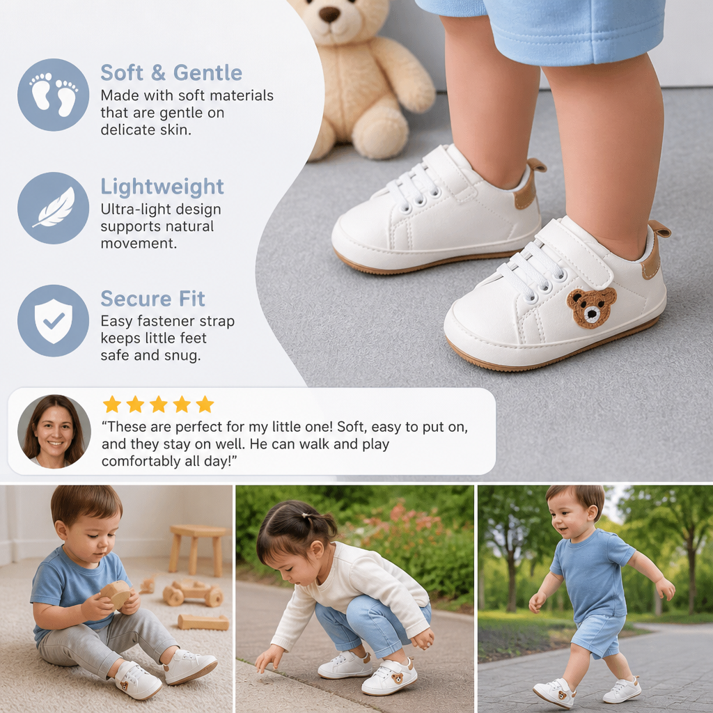 Toddler shoes in a cute bear design