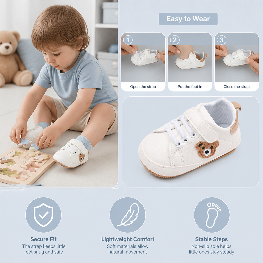Toddler shoes in a cute bear design