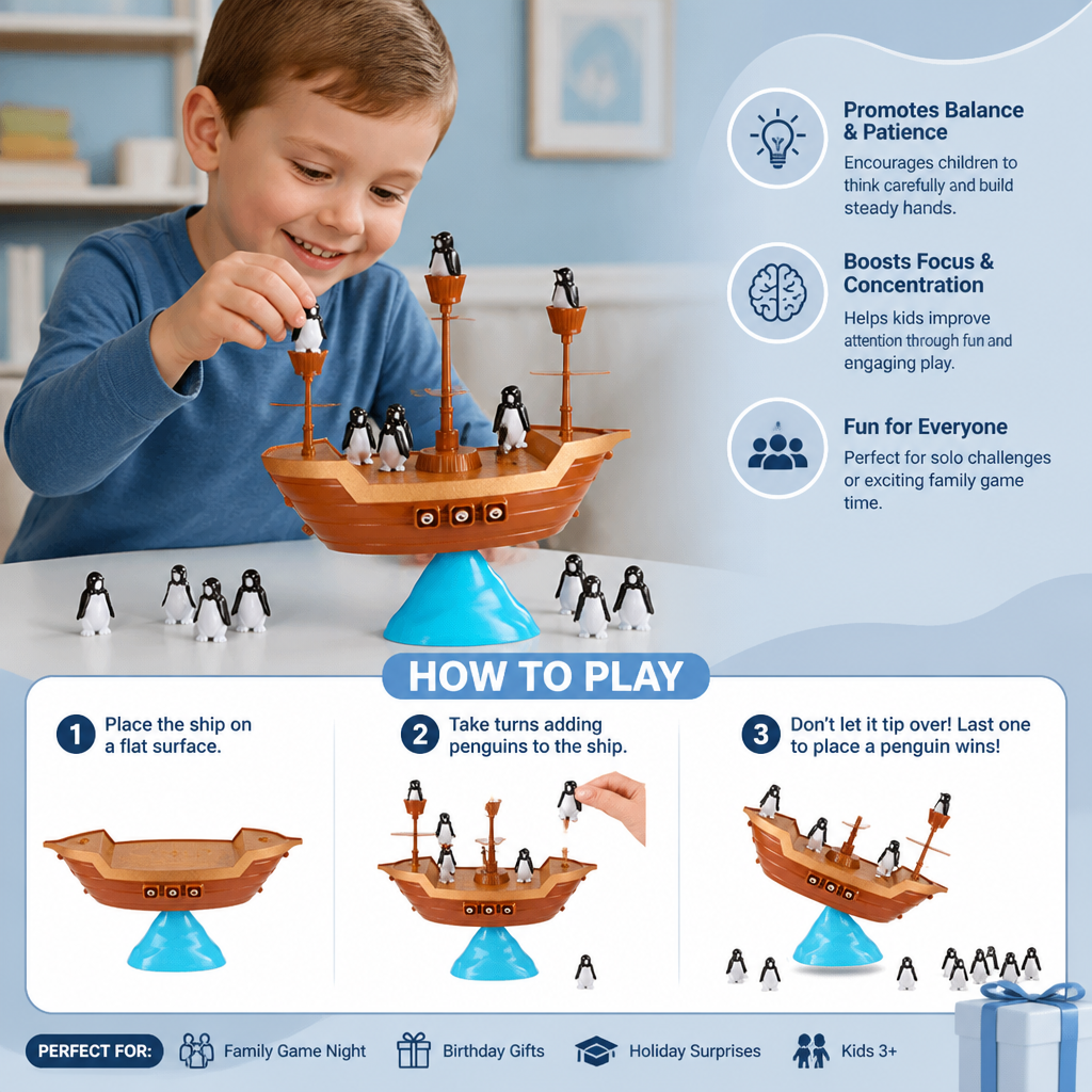 Penguin Pirate Ship Balance Game