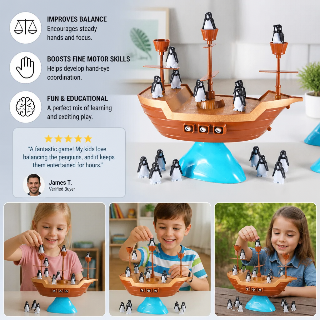 Penguin Pirate Ship Balance Game