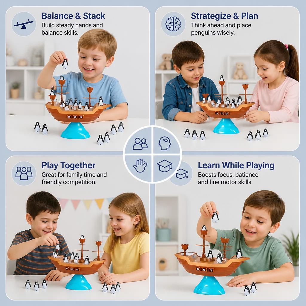 Penguin Pirate Ship Balance Game