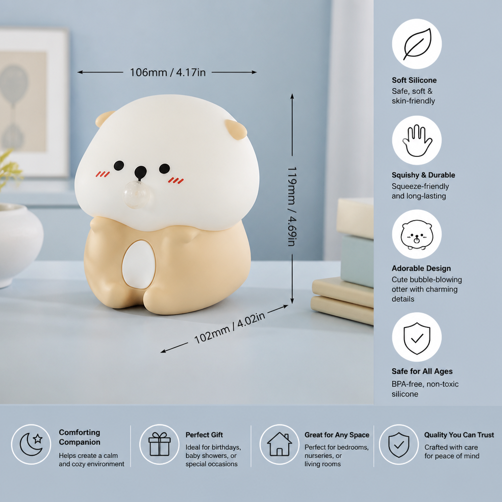 Adorable Bubble-Blowing Otter Silicone Night Lamp
