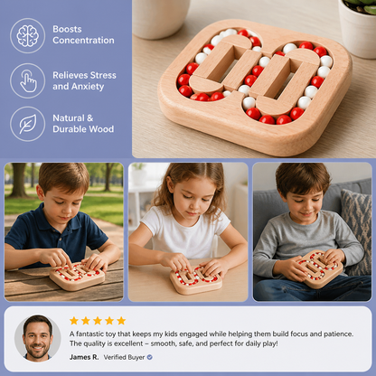 Handmade Educational Rotating Bean Fidget Toy – Wooden Brain Game for Kids