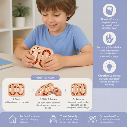 Handmade Educational Rotating Bean Fidget Toy – Wooden Brain Game for Kids