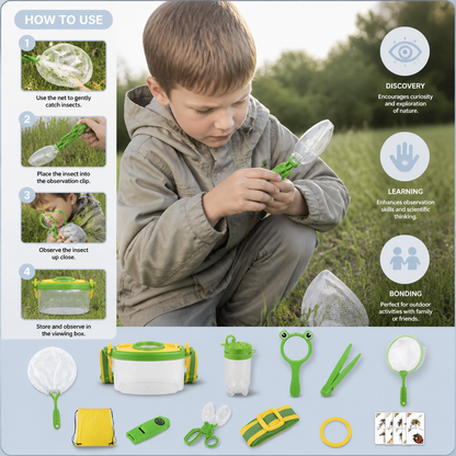 Kids Outdoor Bug Observation Explorer Kit with Accessories