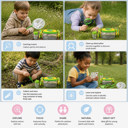 Kids Outdoor Bug Observation Explorer Kit with Accessories