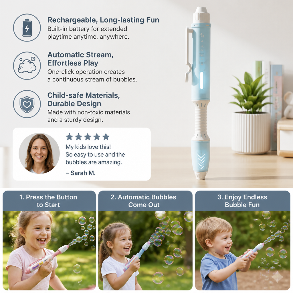 Magic Bubble Blaster Pen – Automatic Bubble Wand for Kids